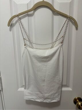 White Chain-Strap Women’s Cami Top